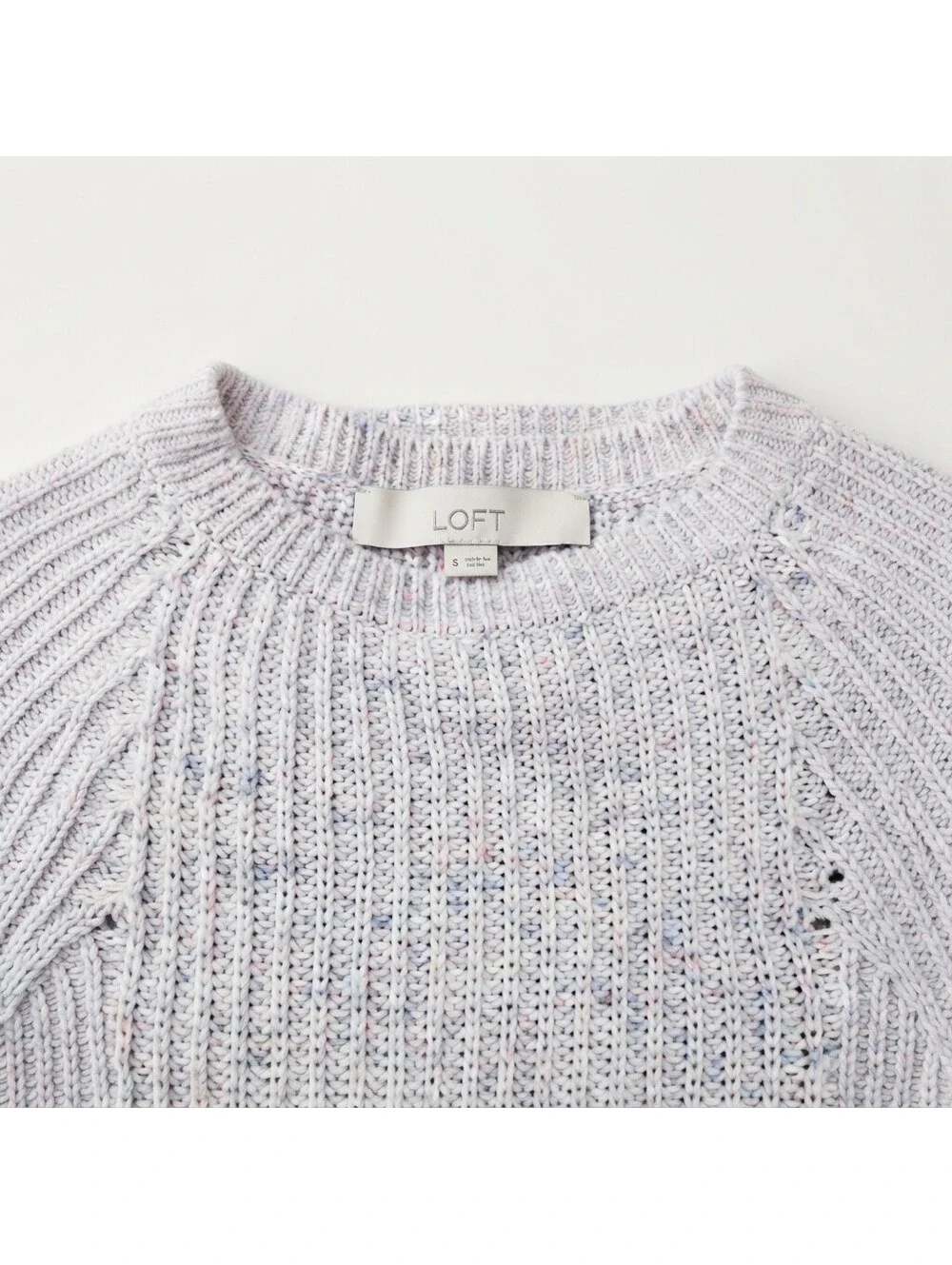LOFT Women's Pale Lavender Speckled Knit Crewneck Pullover Sweater Sz S